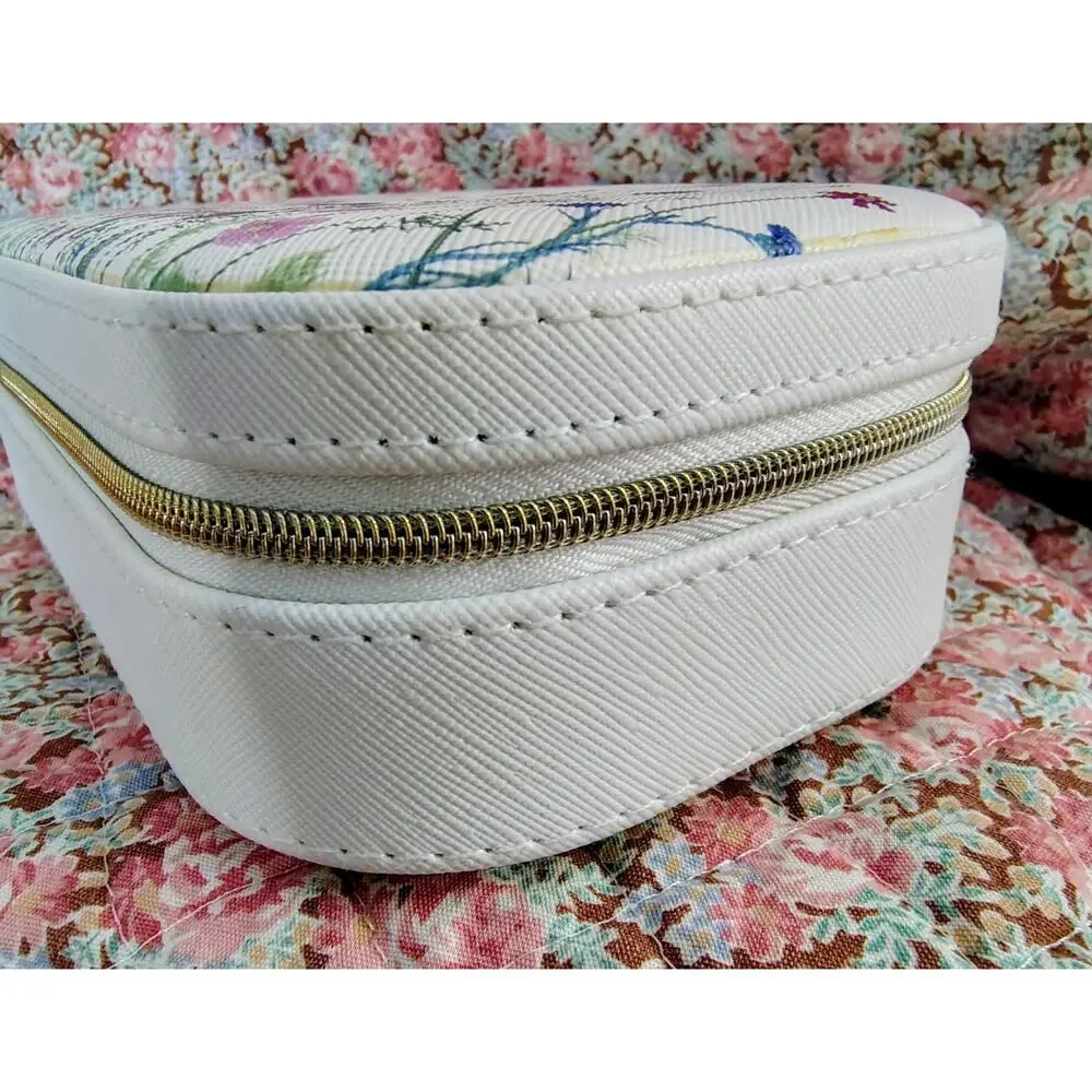 Portable White Jewelry Box Storage Organizer, 